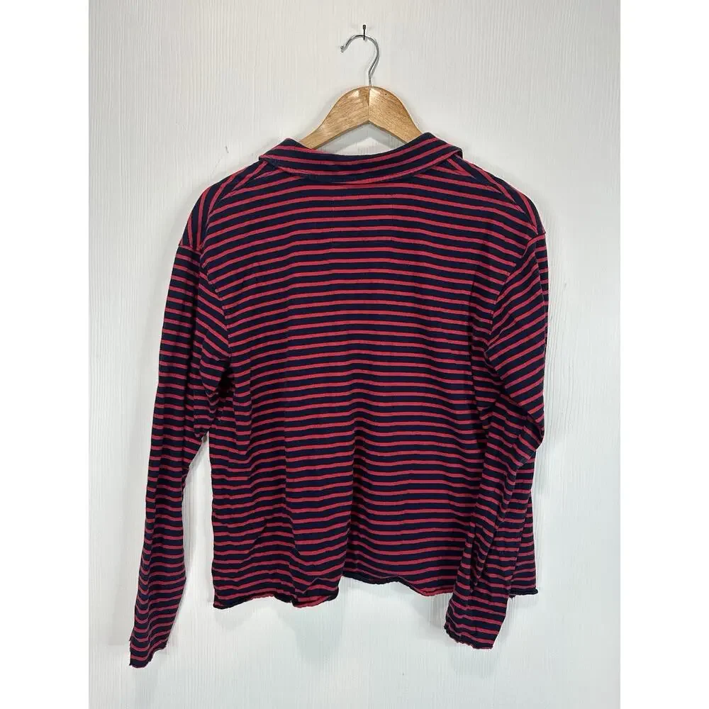 Frank And Eileen Women’s Blue Red Stripped Popover Henley Size M - Picture 7 of 10